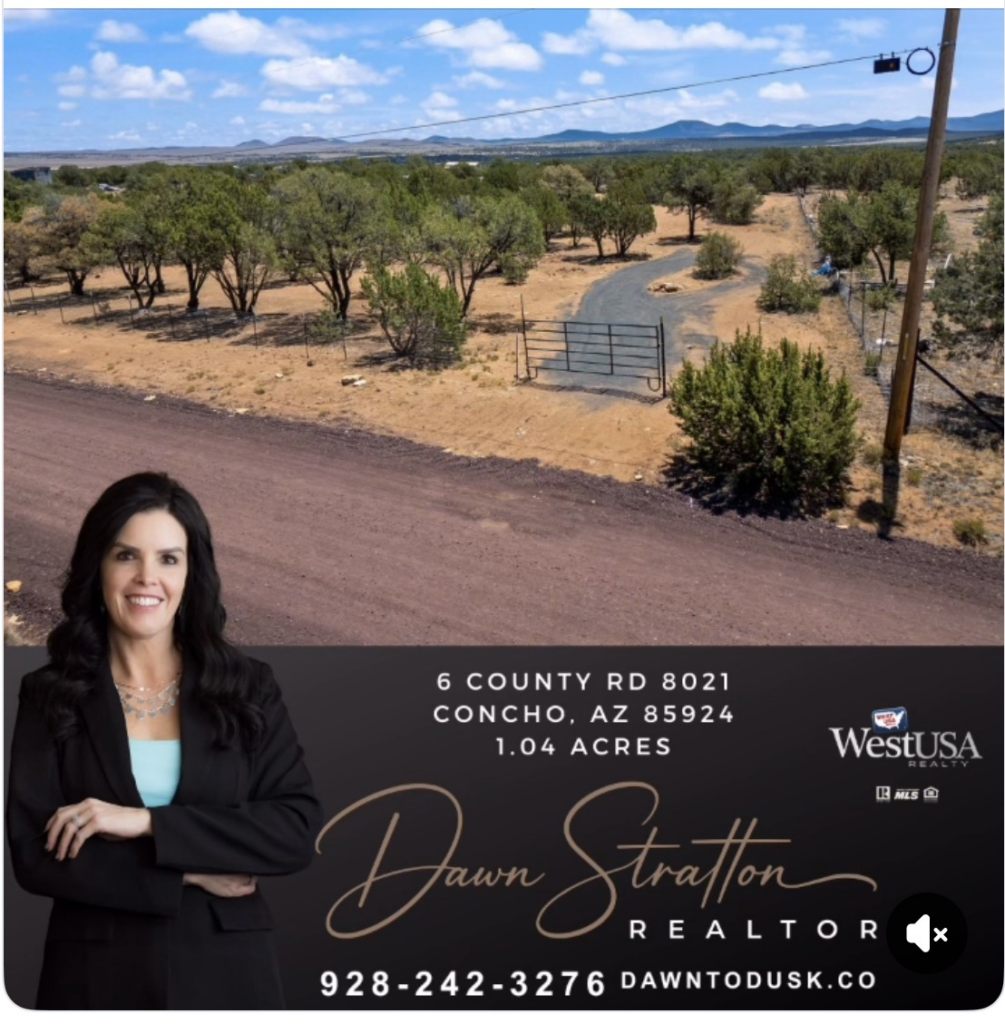 Completed Concho Arizona land development with graded driveway